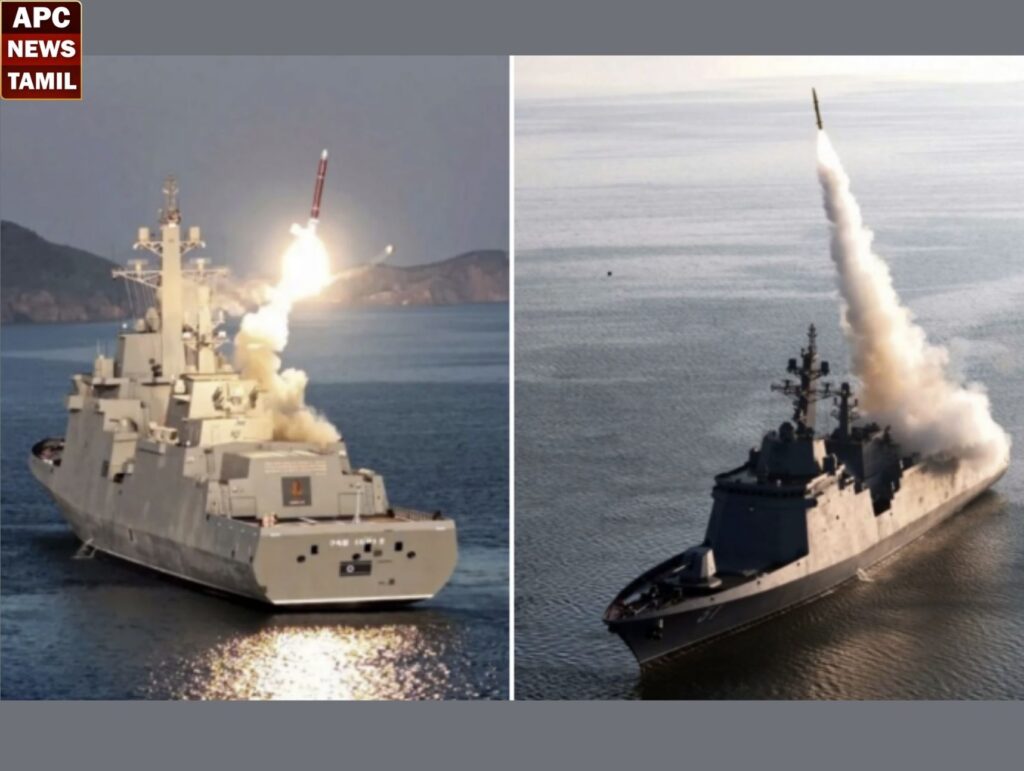 கடற்படை பலத்தை நிரூபிக்க வடகொரியா அதிரடி: புதிய போர்க்கப்பலில் இருந்து ஏவுகணை சோதனை!