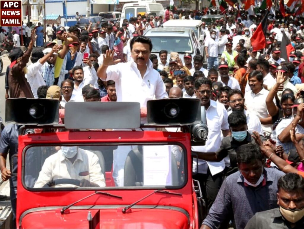 கொளுத்தும் வெயிலையும் பொருட்படுத்தாமல் கொளத்தூாில் முதல்வர் வாக்கு சேகரிப்பு…மக்கள் உற்சாக வரவேற்பு…