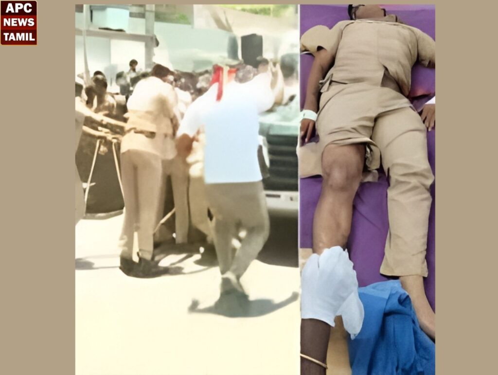 ஆதவ் அர்ஜூனா கார் மோதி காவலர் ஒருவர் கால் முறிவு 