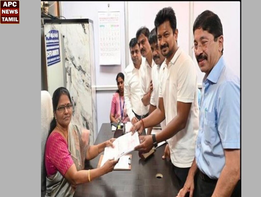 சேப்பாக்கம் - திருவல்லிக்கேணி தொகுதியில் உதயநிதி ஸ்டாலின் வேட்புமனுத் தாக்கல்