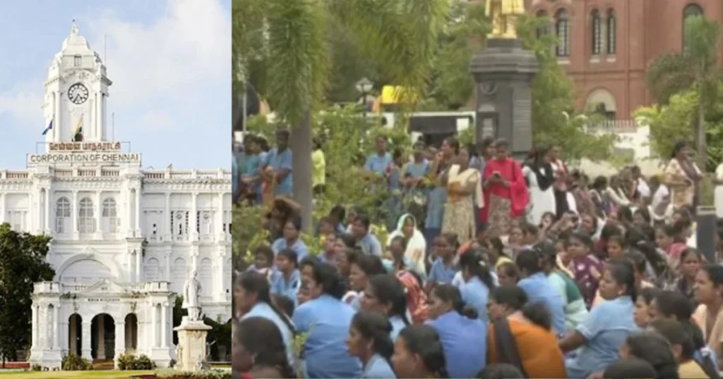 சென்னை ரிப்பன் மாளிகை முற்றுகை - சம்பள நிலுவையை கண்டித்து 500-க்கும் மேற்பட்ட மருத்துவப் பணியாளர்கள் போராட்டம்