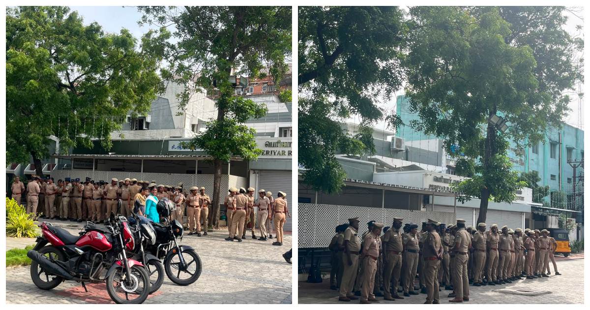 சென்னை பெரியார் திடலில் திரண்ட போலீசார்: நீட், EWS எதிர்ப்புக் பிரச்சாரப் பயணம் தற்காலிகமாக ஒத்திவைப்பு – திராவிடர் கழகம் அறிவிப்பு!