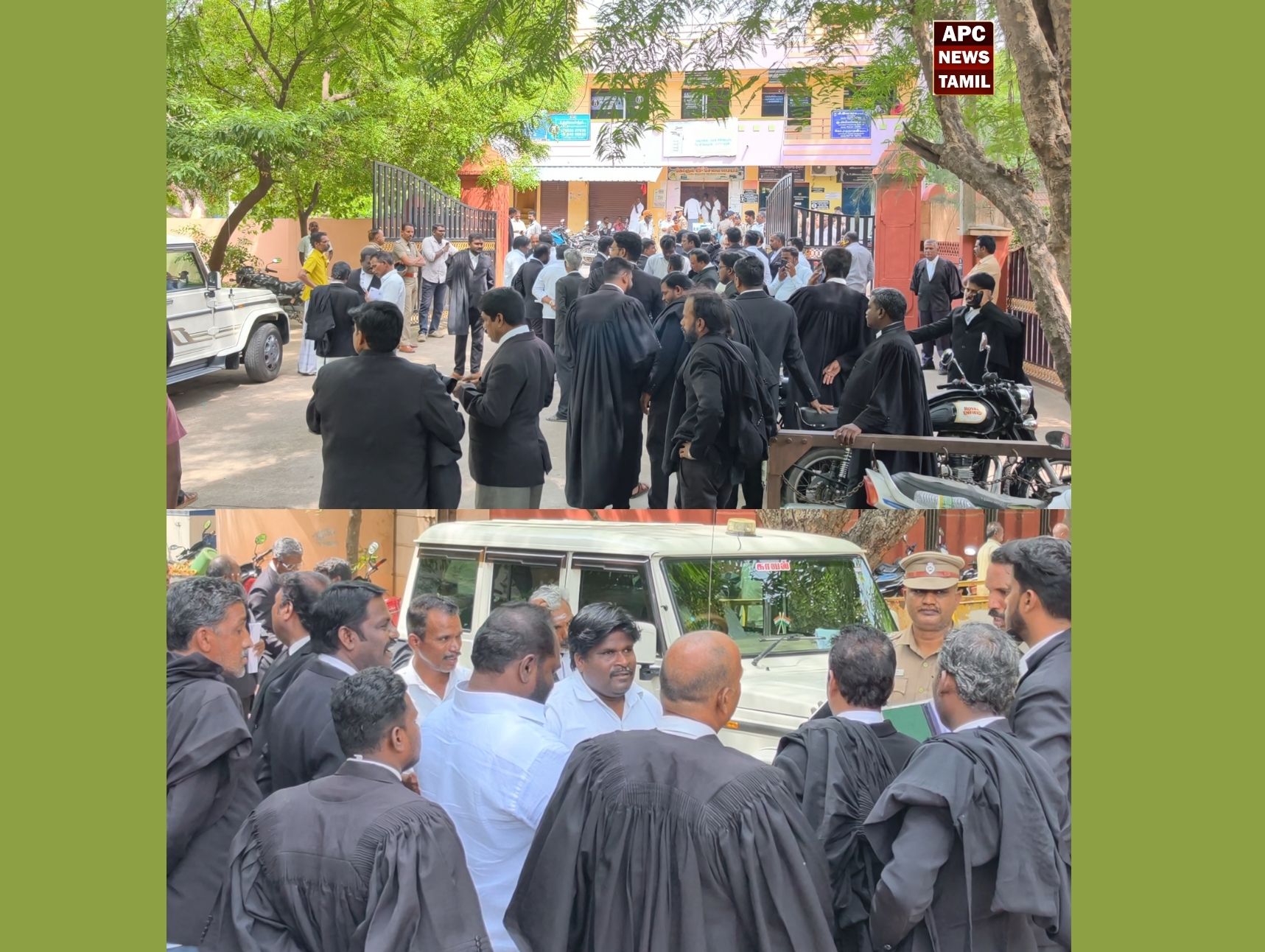 கள்ளக்குறிச்சி நீதிமன்ற வளாகத்தில் பரபரப்பு: காவல்துறையினரை நுழைய விடாமல் தடுத்து வழக்கறிஞர்கள் அட்ராசிட்டி ஆர்ப்பாட்டம்!