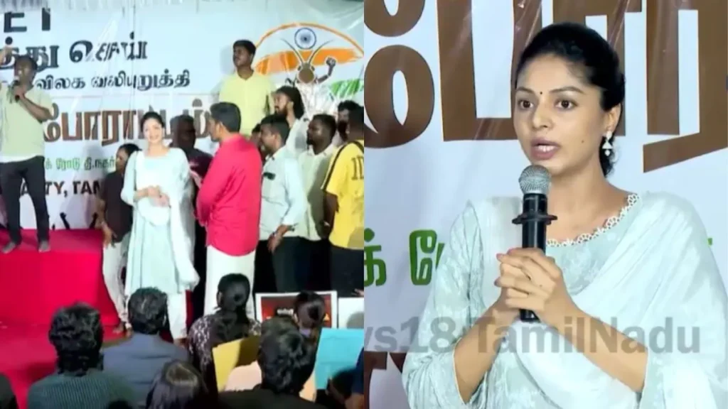 நீட் போராட்டத்தில் திடீர் பரபரப்பு: நடிகை சனம் ஷெட்டியிடம் மைக்கைப் பிடுங்கி வெளியேற்றம்!