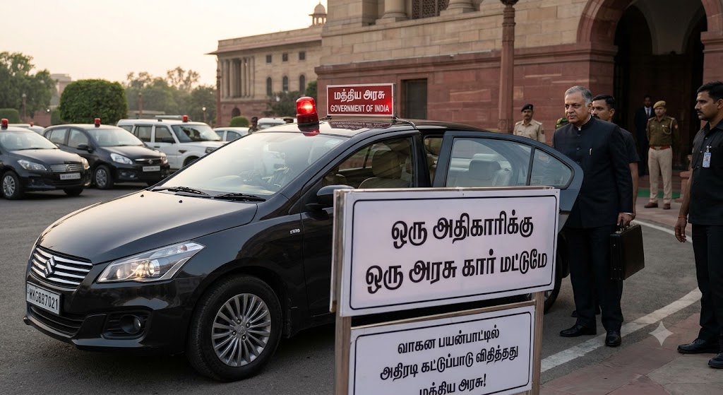 "ஒரு அதிகாரிக்கு ஒரு அரசு கார் மட்டுமே": வாகன பயன்பாட்டில் அதிரடி கட்டுப்பாடு விதித்தது மத்திய அரசு!