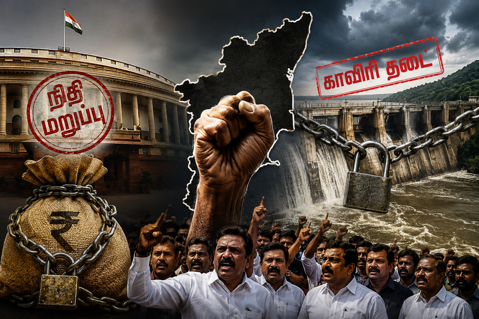 நிதி மறுப்பு முதல் காவிரி தடை வரை! — தமிழ்நாட்டிற்கு எதிராகத் தொடரும் ஒன்றிய அரசின் வஞ்சகம்: கொதிக்கும் தலைவர்கள்!
