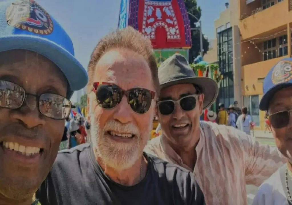 Surprise twist at the Los Angeles Jagannath Rath Yatra: Crowds gather following the arrival of 'The Terminator' Arnold!