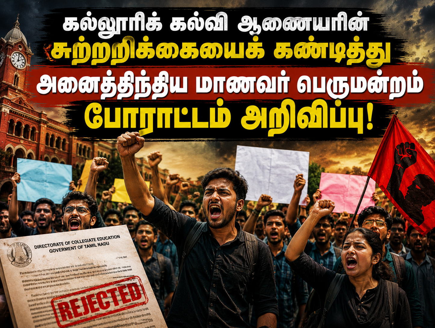 கல்லூரிக் கல்வி ஆணையரின் சுற்றறிக்கையைக் கண்டித்து அனைத்திந்திய மாணவர் பெருமன்றம் போராட்டம் அறிவிப்பு!