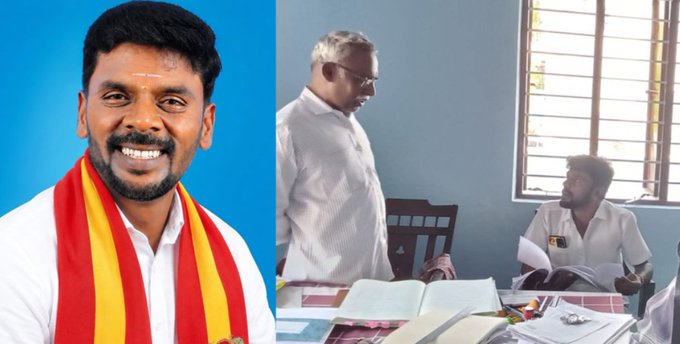 அரசு உத்தரவை மீறி ஊராட்சி அலுவலகத்தில் தவெக நிர்வாகி அதிரடி ஆய்வு: எழுந்து நின்று பதில் கூறிய பெண் செயலாளர் - பழனி அருகே பரபரப்பு!