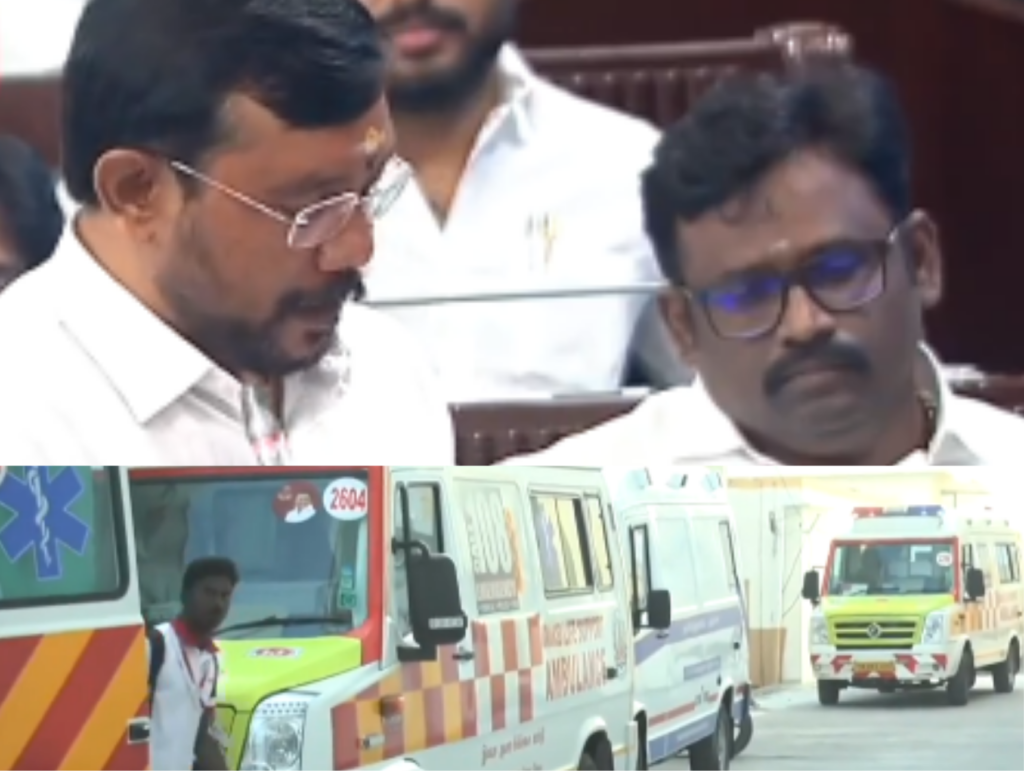 ஆபத்துக்கு 108 தமிழகத்திற்குத் த.வெ.க — சட்டப்பேரவையில் அமைச்சர் வி. சம்பத்குமார் சுவாரசிய உரை.