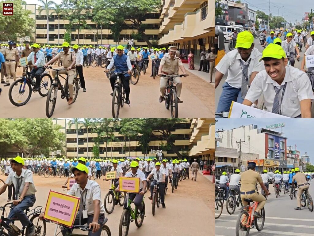 போதைக்கு எதிராக வீதிக்கு வந்த மாணவர்கள்: அம்பத்தூரில் காவல்துறையுடன் இணைந்து பிரம்மாண்ட சைக்கிள் பேரணி!