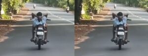 படுத்துக்கொண்டே பைக் ஓட்டிய இளைஞர்: திருவண்ணாமலை - வேலூர் சாலையில் ஆபத்தான சாகசத்தால் பரபரப்பு