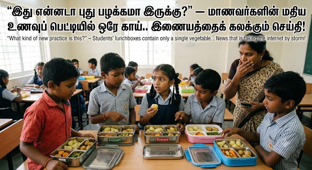 “இது என்னடா புது பழக்கமா இருக்கு!” — மாணவர்களின் மதிய உணவுப் பெட்டியில் ஒரே காய்.. இணையத்தைக் கலக்கும் செய்தி!