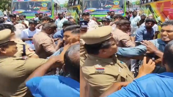 தஞ்சையில் பரபரப்பு: காவல் உதவி ஆய்வாளரின் (SSI) கன்னத்தில் அறைந்த இளைஞர் - பதிலுக்கு தாக்கிய அதிகாரி!