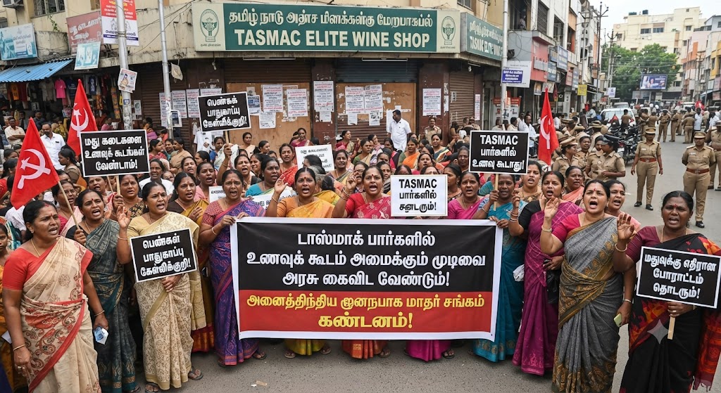 டாஸ்மாக் பார்களில் உணவுக் கூடம் அமைக்கும் முடிவை அரசு கைவிட வேண்டும்: அனைத்திந்திய ஜனநாயக மாதர் சங்கம் கண்டனம்!