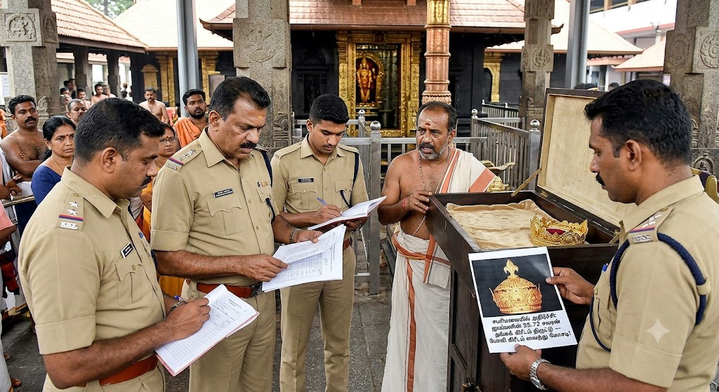 சபரிமலையில் அதிர்ச்சி: ஐயப்பனின் 55.72 சவரன் தங்கக் கிரீடம் திருட்டு — போலி கிரீடம் வைத்து மோசடி!