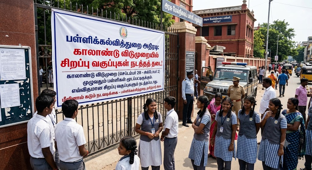 பள்ளிக்கல்வித்துறை அதிரடி: காலாண்டு விடுமுறையில் சிறப்பு வகுப்புகள் நடத்தத் தடை!