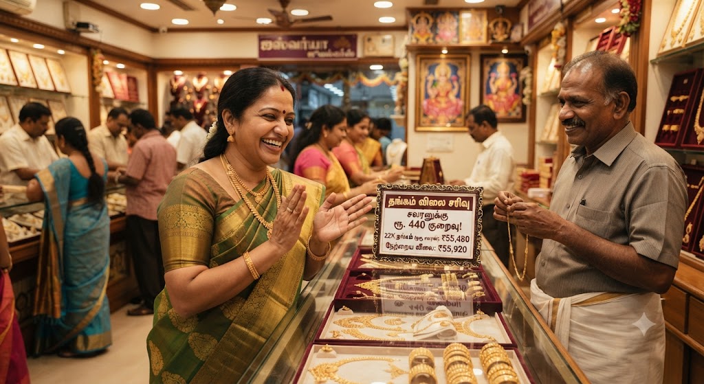தங்கம் பிரியர்களுக்கு நிம்மதி பெருமூச்சு: சவரனுக்கு ரூ.440 குறைந்து விற்பனை!