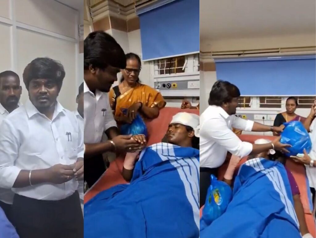 அரசுப் பள்ளி மேற்கூரைப் பூச்சு பெயர்ந்து விழுந்து மாணவி காயம்: பாடநூல் கழகத் தலைவர் லயோலா மணி நேரில் நலம் விசாரிப்பு!