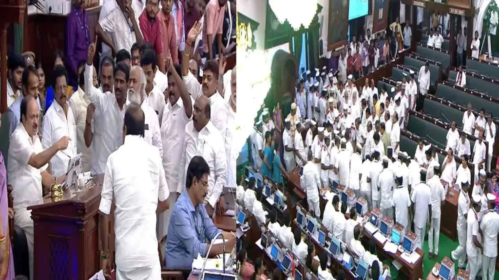 சட்டப்பேரவையில் உச்சகட்டப் பரபரப்பு: திமுக உறுப்பினர்கள் குண்டுக்கட்டாக வெளியேற்றம்; சபாநாயகர் முற்றுகையால் அமளி!