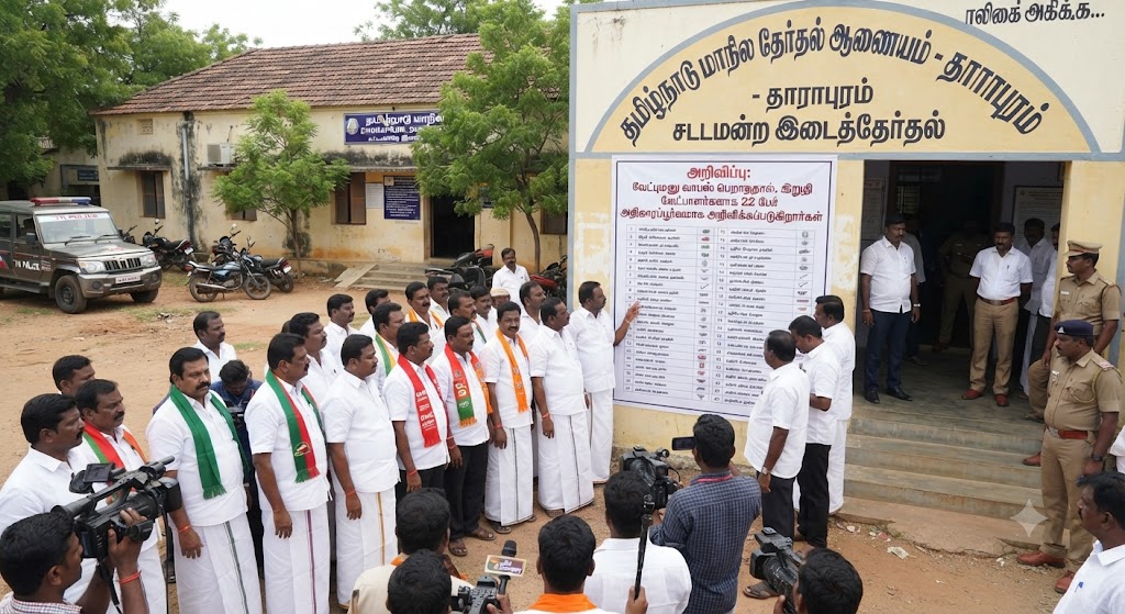 தாராபுரம் இடைத்தேர்தல்: வேட்புமனு வாபஸ் பெறாததால் 22 பேர் இறுதி வேட்பாளர்களாக அதிகாரப்பூர்வ அறிவிப்பு!