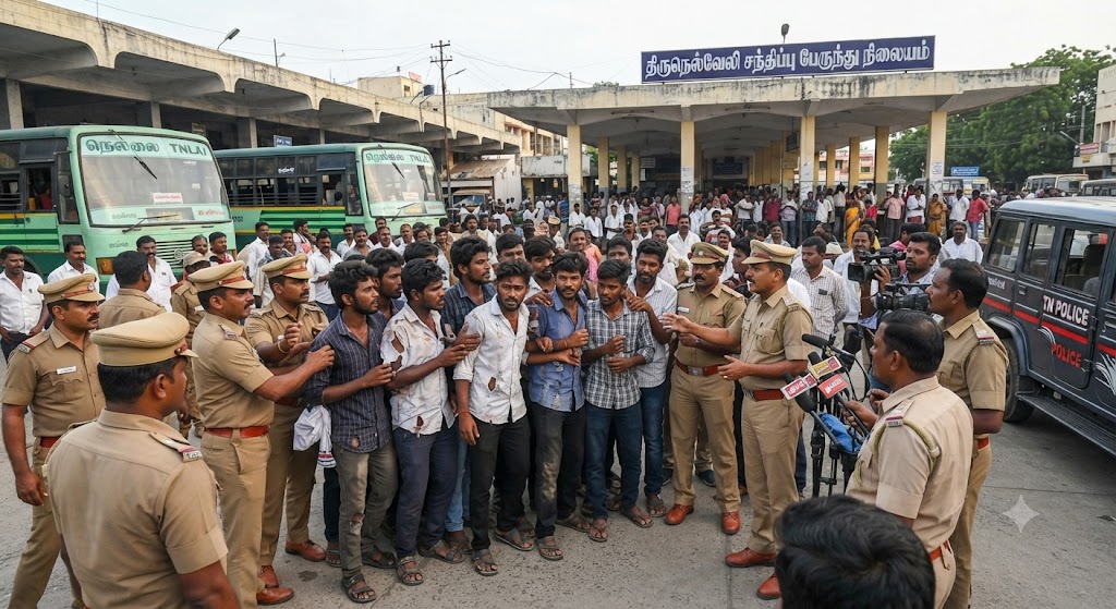 நெல்லையில் இன்ஸ்டாகிராமில் தொடங்கிய சாதிய மோதல்: பேருந்து நிலையத்தில் மாணவர்கள் பயங்கர மோதல் - 10 பேர் பிடித்த காவல் துறையினர் விசாரணை!