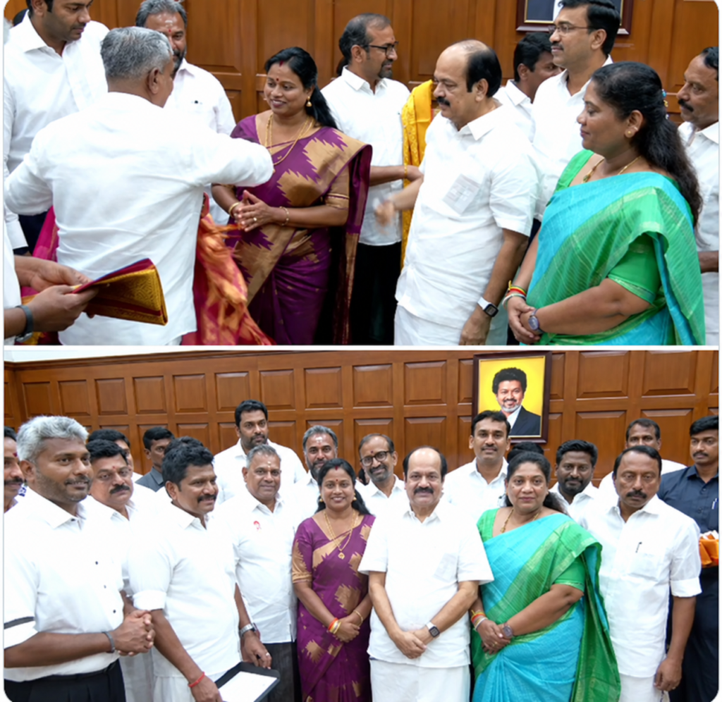 இனி 109 எம்.எல்.ஏ.க்கள்..! மரகதம் குமரவேல், சத்தியபாமாவுக்கு பொன்னாடை அணிவித்து அமைச்சர்கள் வாழ்த்து!