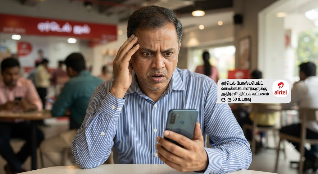 ஏர்டெல் வாடிக்கையாளர்களுக்கு அதிர்ச்சி: போஸ்ட்பெய்ட் திட்ட கட்டணம் ரூ.50 உயர்வு!