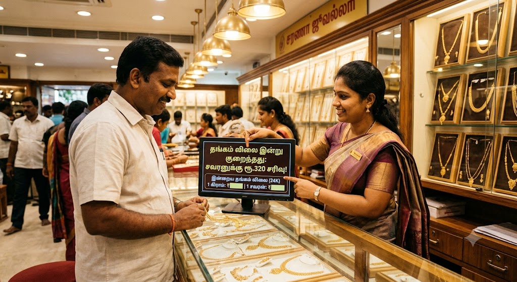தங்கம் விலை இன்று குறைந்தது: சவரனுக்கு ரூ.320 சரிவு!