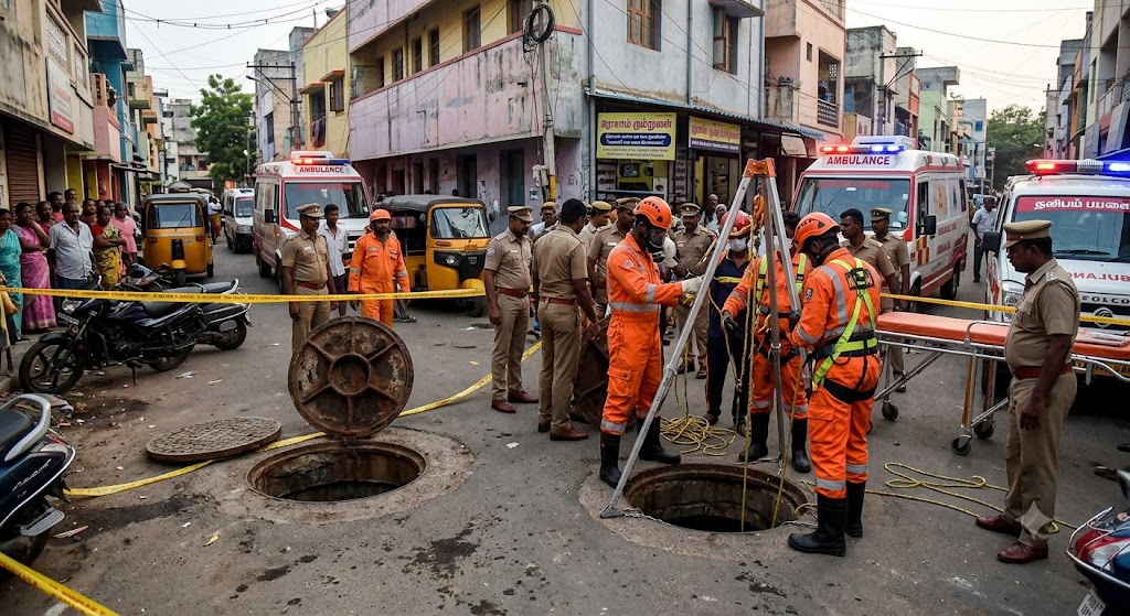 சென்னை பெரம்பூரில் விஷவாயு தாக்கி இருவர் உயிரிழப்பு – காப்பாற்றச் சென்ற தொழிலாளியும் பலி!