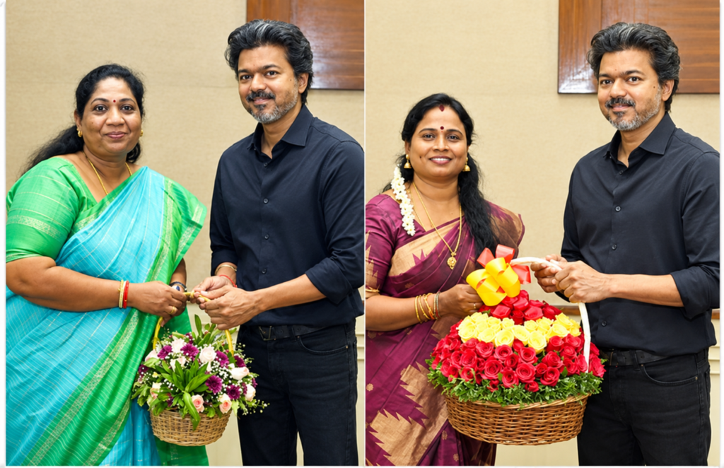 இடைத்தேர்தலில் வெற்றி பெற்ற மரகதம் குமரவேல், சத்தியபாமா! நேரில் அழைத்து வாழ்த்திய முதலமைச்சர் விஜய்