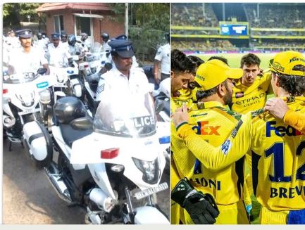 சென்னை போக்குவரத்து காவல்துறைக்கு CSK சார்பில் ரூ.1 கோடி மதிப்பில் 63 பைக்குகள் வழங்கல்!