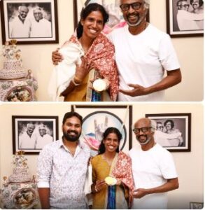 தடகள வீராங்கனை வித்யா ராமராஜை நேரில் பாராட்டிய ரஜினிகாந்த்!