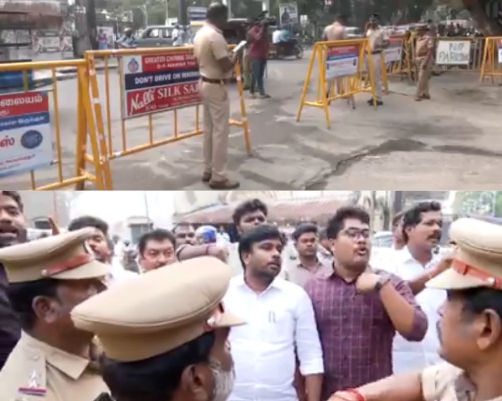 அன்பில் மகேஷ் கைது.. சென்னை காவல் ஆணையர் அலுவலகத்தில் போலீசார் குவிப்பு!
