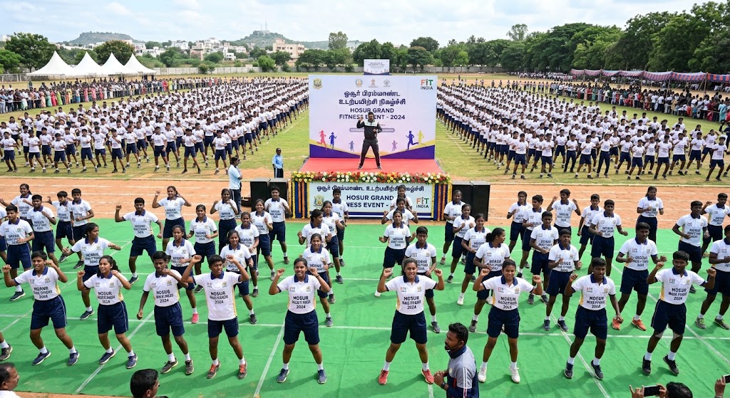 ஓசூரில் 600 மாணவர்கள் பங்கேற்ற பிரம்மாண்ட உடற்பயிற்சி நிகழ்ச்சி! ஜாக்சி உலக சாதனைப் புத்தகத்தில் இடம்பிடித்து சாதனை!